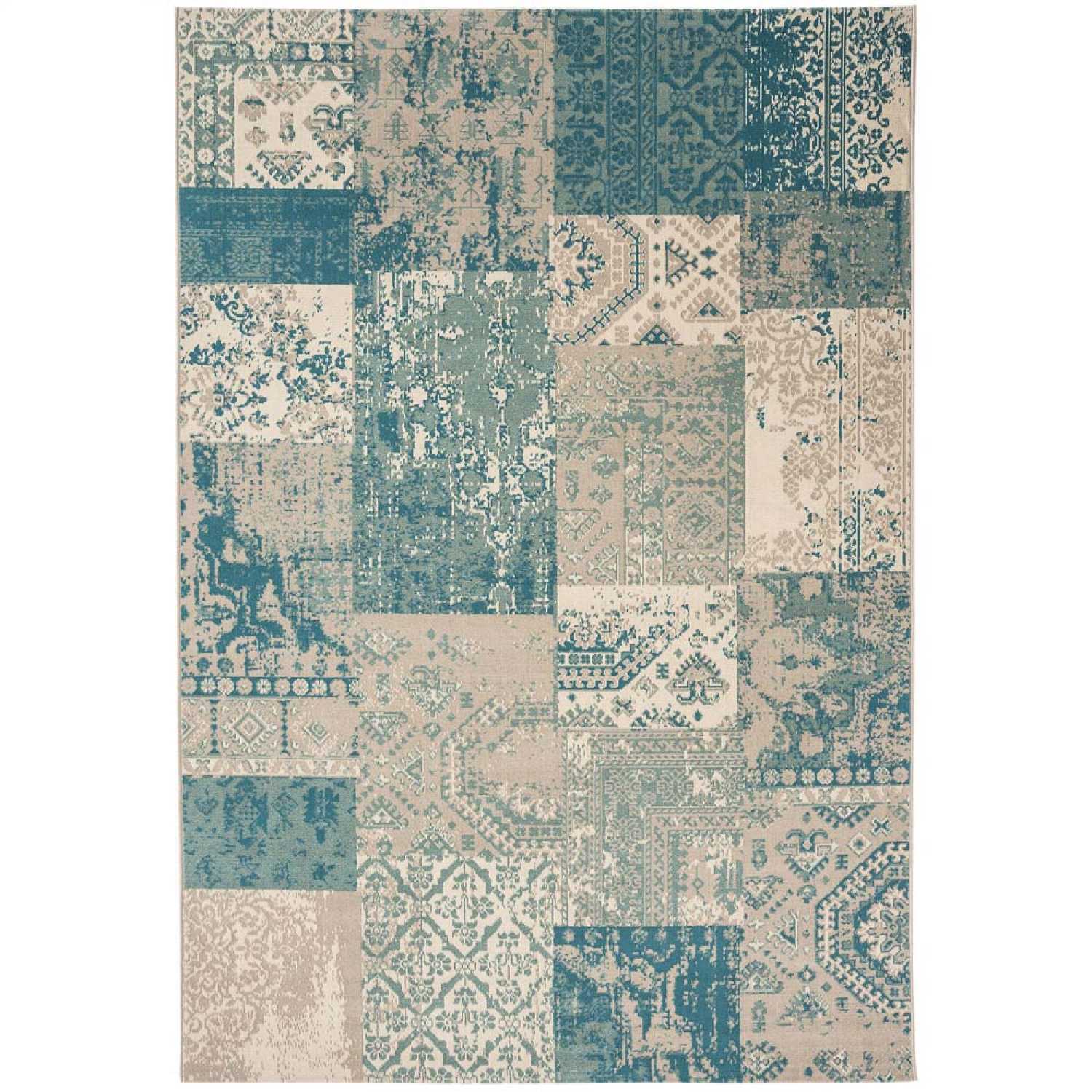Asiatic London Revive Patchwork Rug RE07 Blue